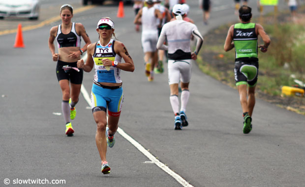 Mirinda Carfrae passes Daniela Ryf - Ironman 2014 World Championship